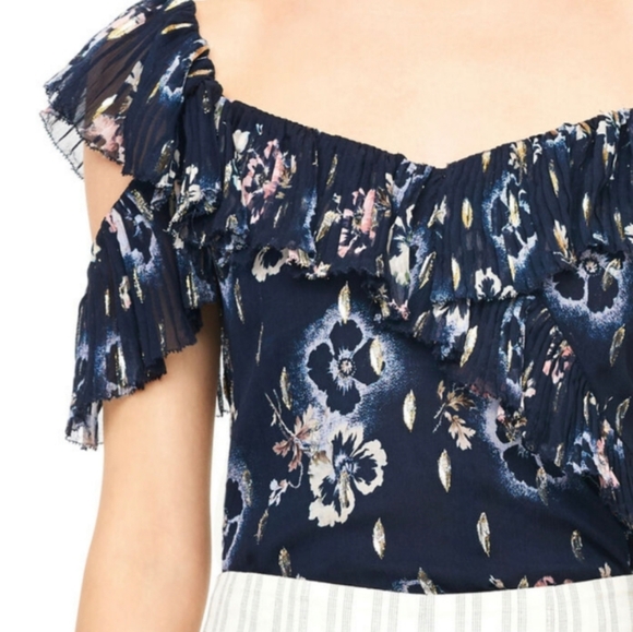 Rebecca Taylor Off the Shoulder Blouse Size 10 - Picture 2 of 12